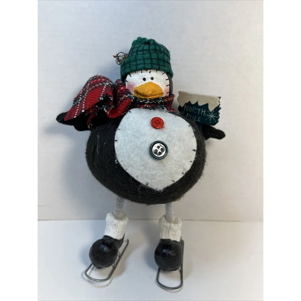 Joelson 1998 Skating Penguin Holiday North Pole Plush Paper Mache 9